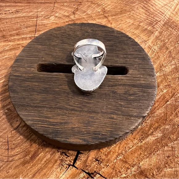 🌟NAVAJO 🌟AUTHENTIC 🌟 Vintage Silver ring with Turquoise & Coral Ring SZ 6.5 - Picture 5 of 9